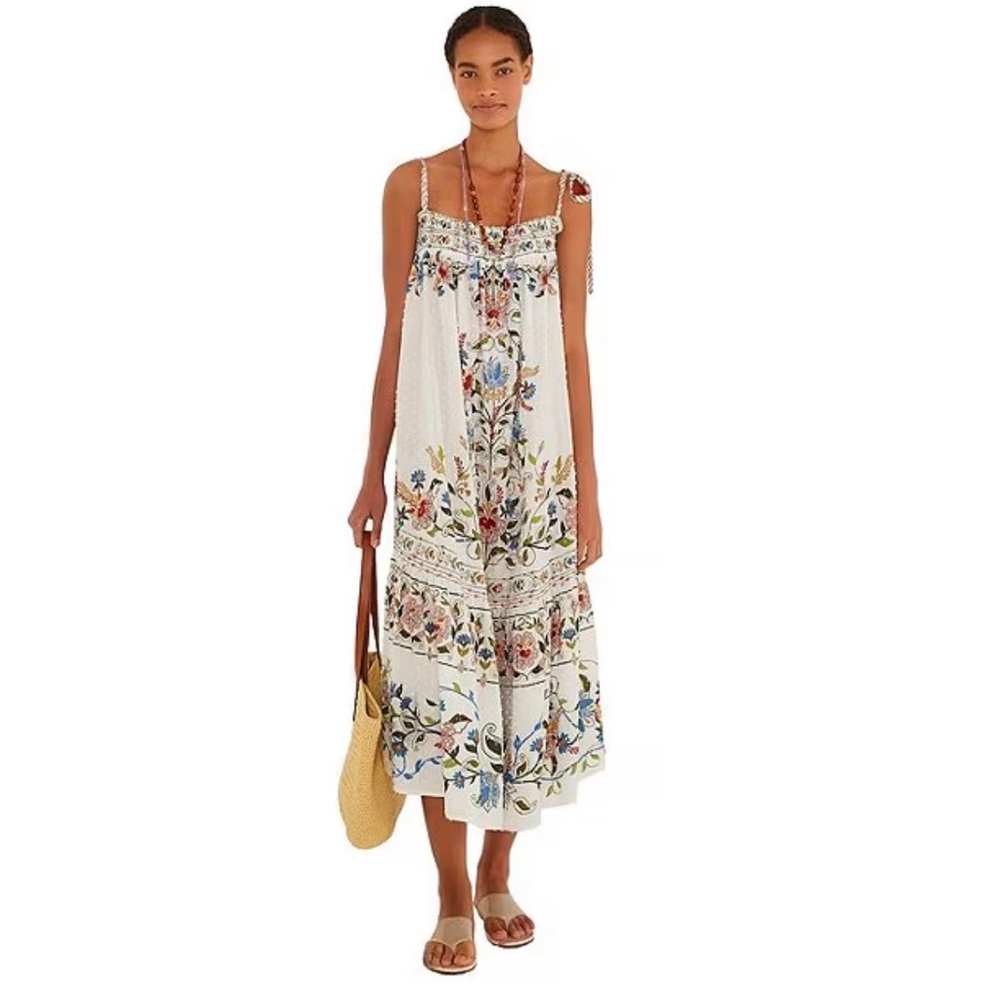 Farm Rio Stitched Garden Print Tie Shoulder Dress - Picture 2 of 4
